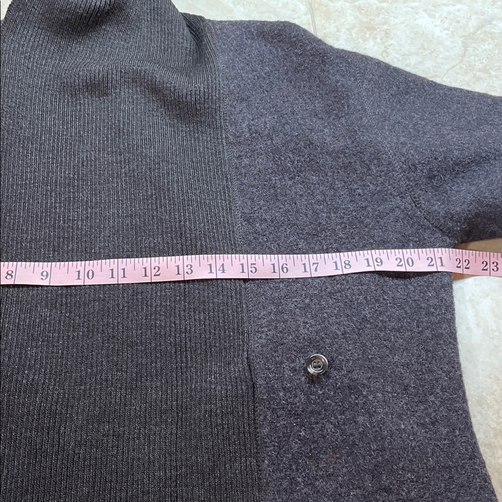 Elena Solano Cardigan Sweater Size XL Wool Open Front Shawl Collar Brown - Picture 9 of 12